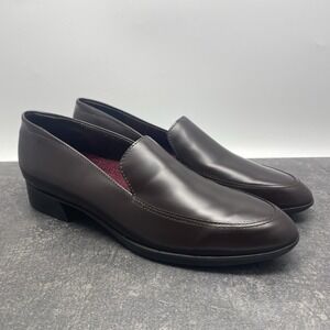 Munro Dark Brown Leather Loafers Women's US 9 SS Slim Narrow Dress Shoes USA
